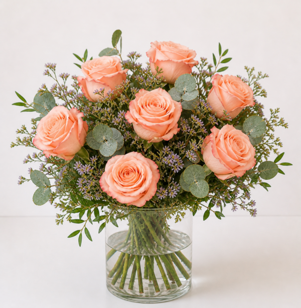 Rosenstrauß apricot-lachs kaufen Mönchengladbach | Floria Blumen – Floria Blumen Mönchengladbach