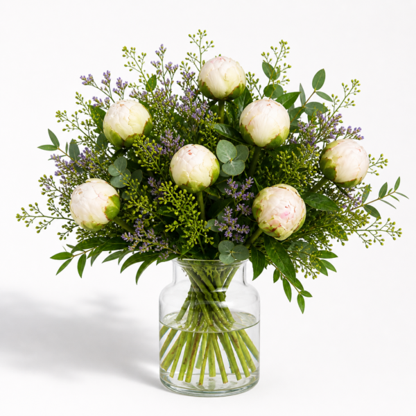 Pfingstrosen weiß Strauß kaufen – frisch gebunden | Floria Blumen Mönchengladbach – Floria Blumen Mönchengladbach