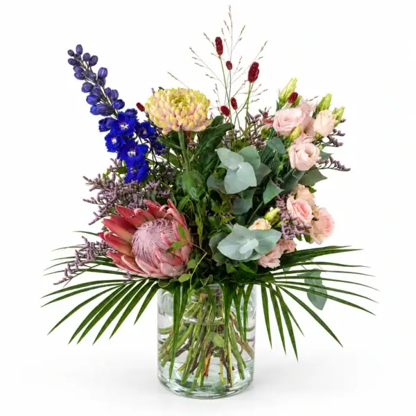 Wiesenstrauß mit Königsprotea – Floria Blumen Mönchengladbach